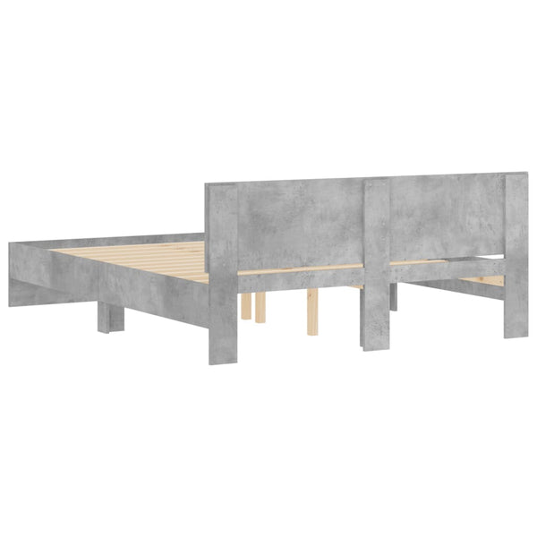 vidaXL Cadre de lit avec tête de lit gris béton 150x200 cm
