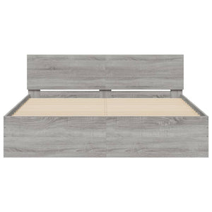 vidaXL Cadre de lit avec tête de lit Gris Sonoma 150x200 cm