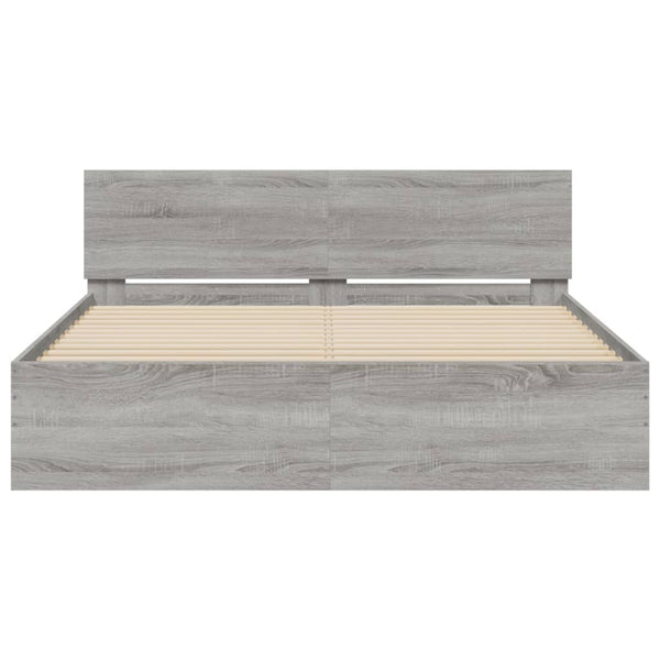 vidaXL Cadre de lit avec tête de lit Gris Sonoma 150x200 cm