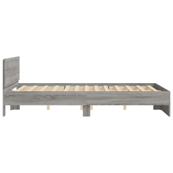 vidaXL Cadre de lit avec tête de lit Gris Sonoma 150x200 cm