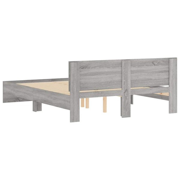 vidaXL Cadre de lit avec tête de lit Gris Sonoma 150x200 cm