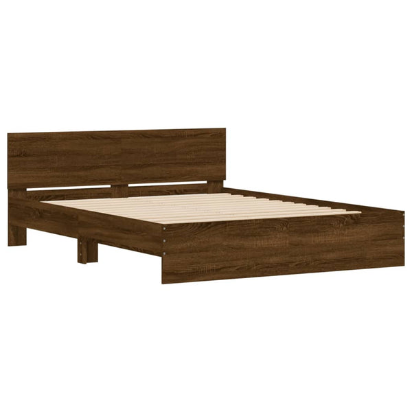 vidaXL Bed Frame with Headboard Brown Oak-Look 150x200 cm