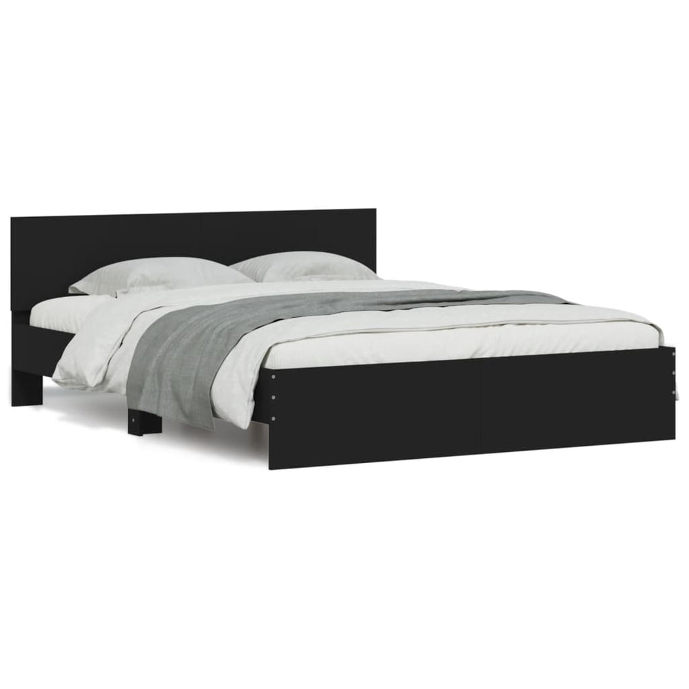 Bettgestell Schwarz 140x200 cm mit Kopfteil