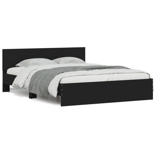 Bettgestell Schwarz 140x200 cm mit Kopfteil