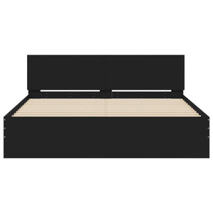 Bettgestell Schwarz 140x200 cm mit Kopfteil