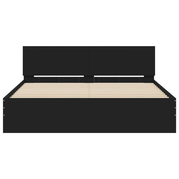 Bettgestell Schwarz 140x200 cm mit Kopfteil