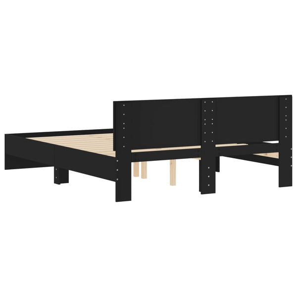 Bettgestell Schwarz 140x200 cm mit Kopfteil