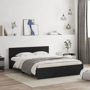 Bettgestell Schwarz 140x200 cm mit Kopfteil