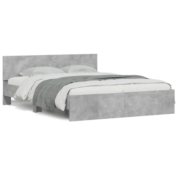 vidaXL Cadre de lit avec tête de lit Gris béton 140x200 cm