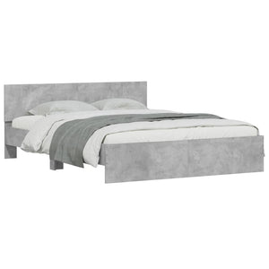 vidaXL Cadre de lit avec tête de lit Gris béton 140x200 cm