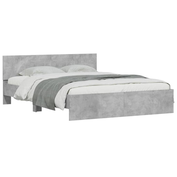 vidaXL Cadre de lit avec tête de lit Gris béton 140x200 cm
