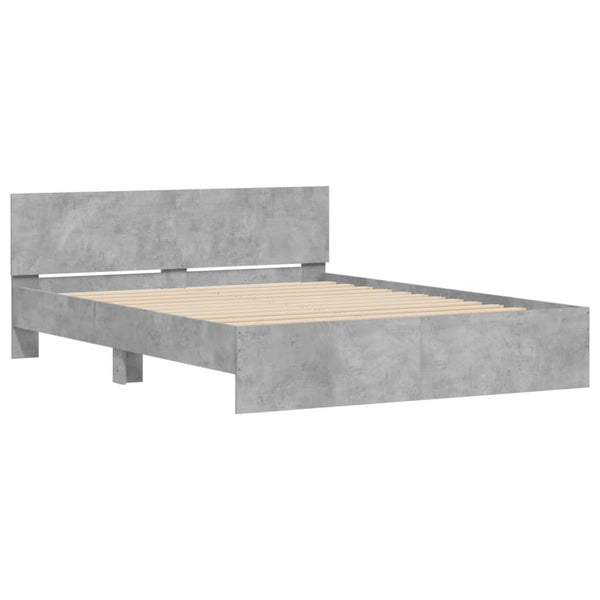 vidaXL Cadre de lit avec tête de lit Gris béton 140x200 cm