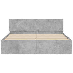 vidaXL Cadre de lit avec tête de lit Gris béton 140x200 cm