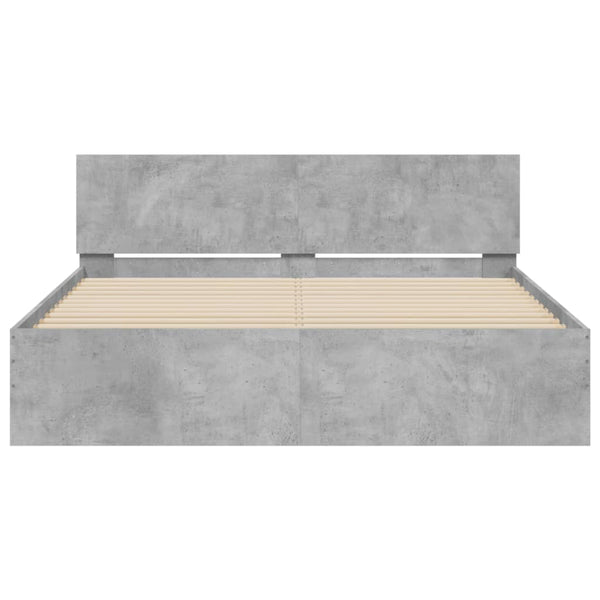 vidaXL Cadre de lit avec tête de lit Gris béton 140x200 cm