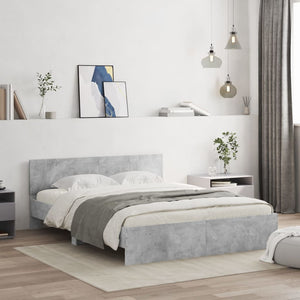 vidaXL Cadre de lit avec tête de lit Gris béton 140x200 cm