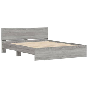 vidaXL Cadre de lit avec tête de lit Gris et chêne Sonoma 140x200 cm
