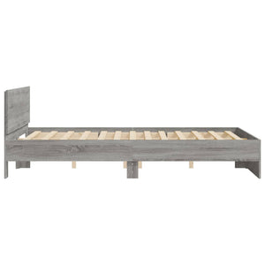 vidaXL Cadre de lit avec tête de lit Gris et chêne Sonoma 140x200 cm