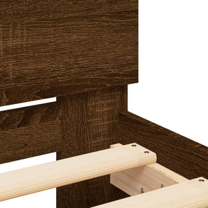 vidaXL Bed Frame with Headboard Brown Oak Look 140x200 cm