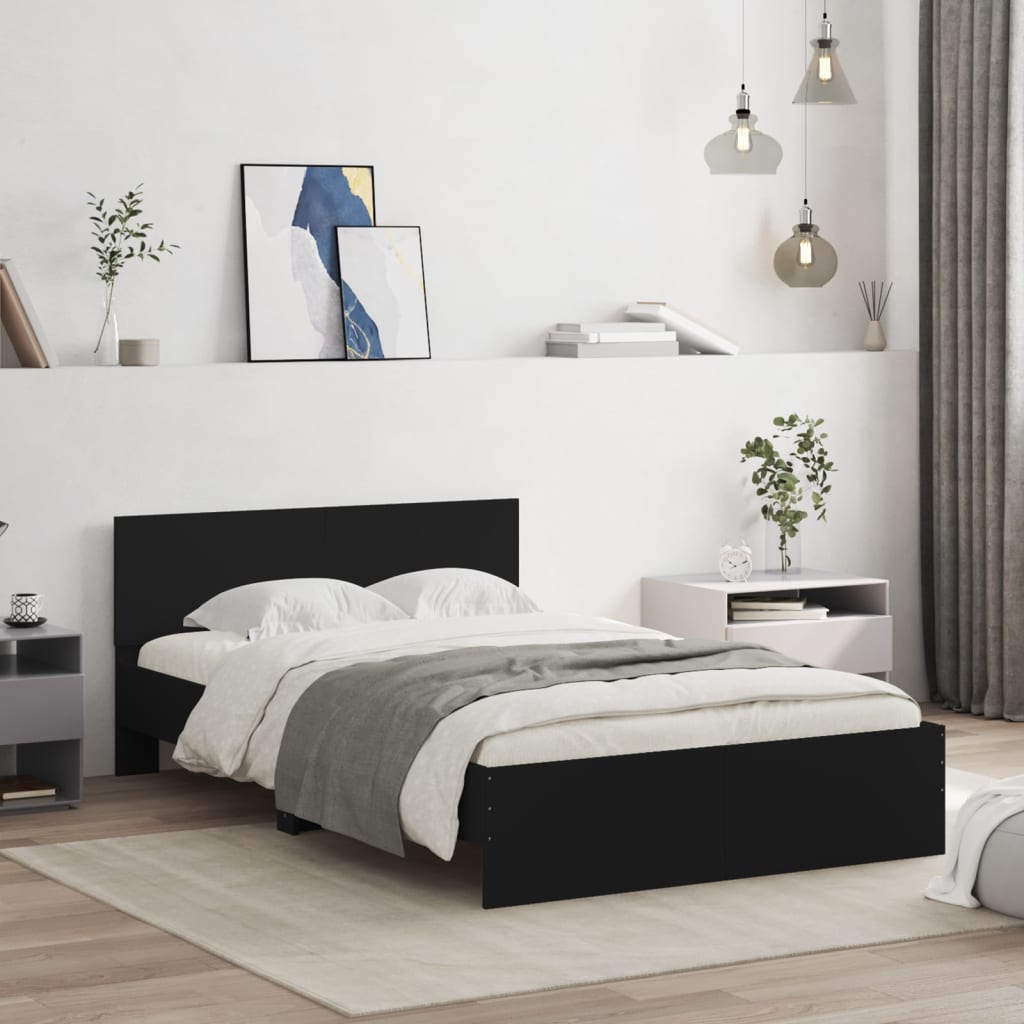 Bettgestell Schwarz 120x200 cm mit Kopfteil