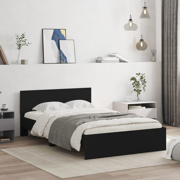 Bettgestell Schwarz 120x200 cm mit Kopfteil