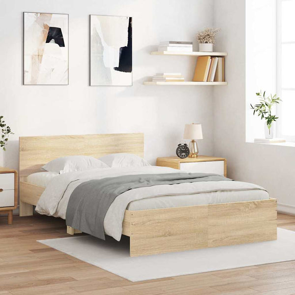 vidaXL Cadre de lit avec tête de lit chêne Sonoma 120x200 cm