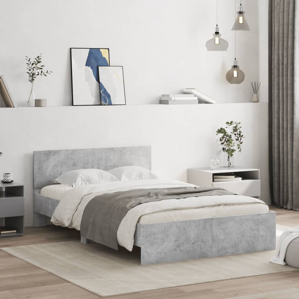 vidaXL Bed Frame with Headboard Concrete Gray 120x200 cm