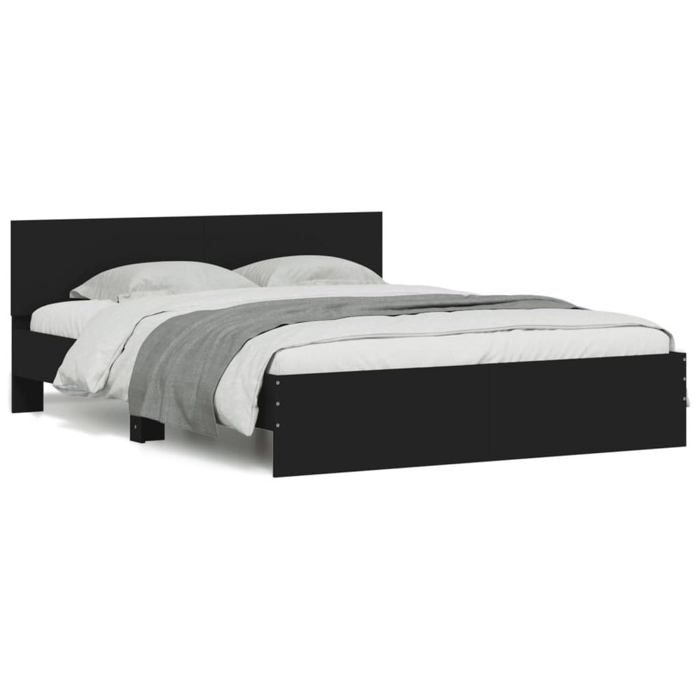 Bettgestell Schwarz 140x190 cm mit Kopfteil