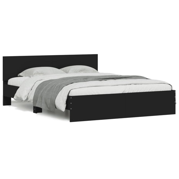 Bettgestell Schwarz 140x190 cm mit Kopfteil