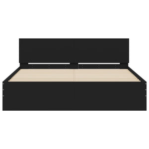 Bettgestell Schwarz 140x190 cm mit Kopfteil
