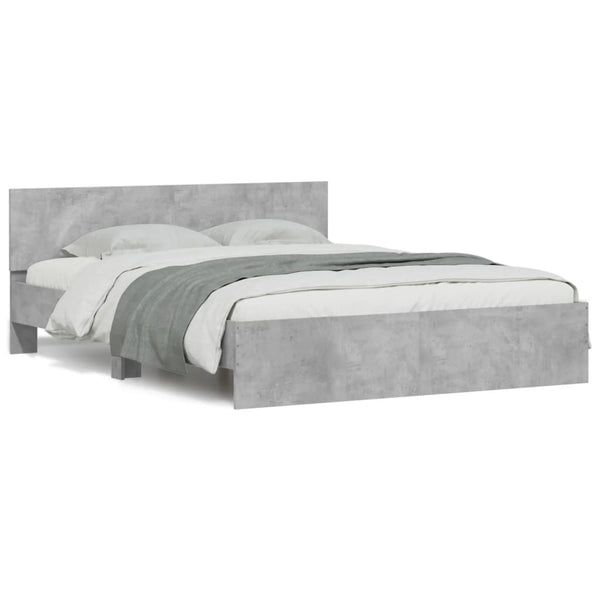 Bettgestell Betongrau 140x190 cm mit Kopfteil