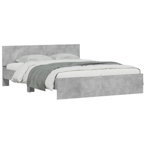 Bettgestell Betongrau 140x190 cm mit Kopfteil