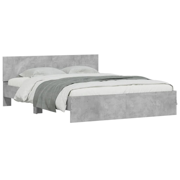 Bettgestell Betongrau 140x190 cm mit Kopfteil