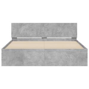 Bettgestell Betongrau 140x190 cm mit Kopfteil