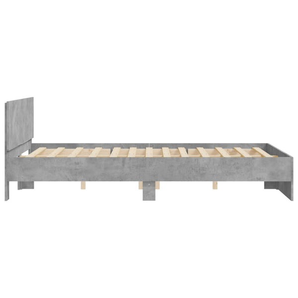 Bettgestell Betongrau 140x190 cm mit Kopfteil