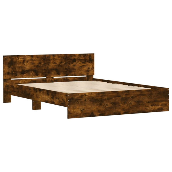 Bettgestell Räuchereiche 140x190 cm mit Kopfteil