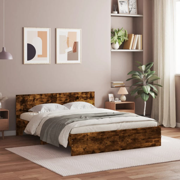 Bettgestell Räuchereiche 140x190 cm mit Kopfteil
