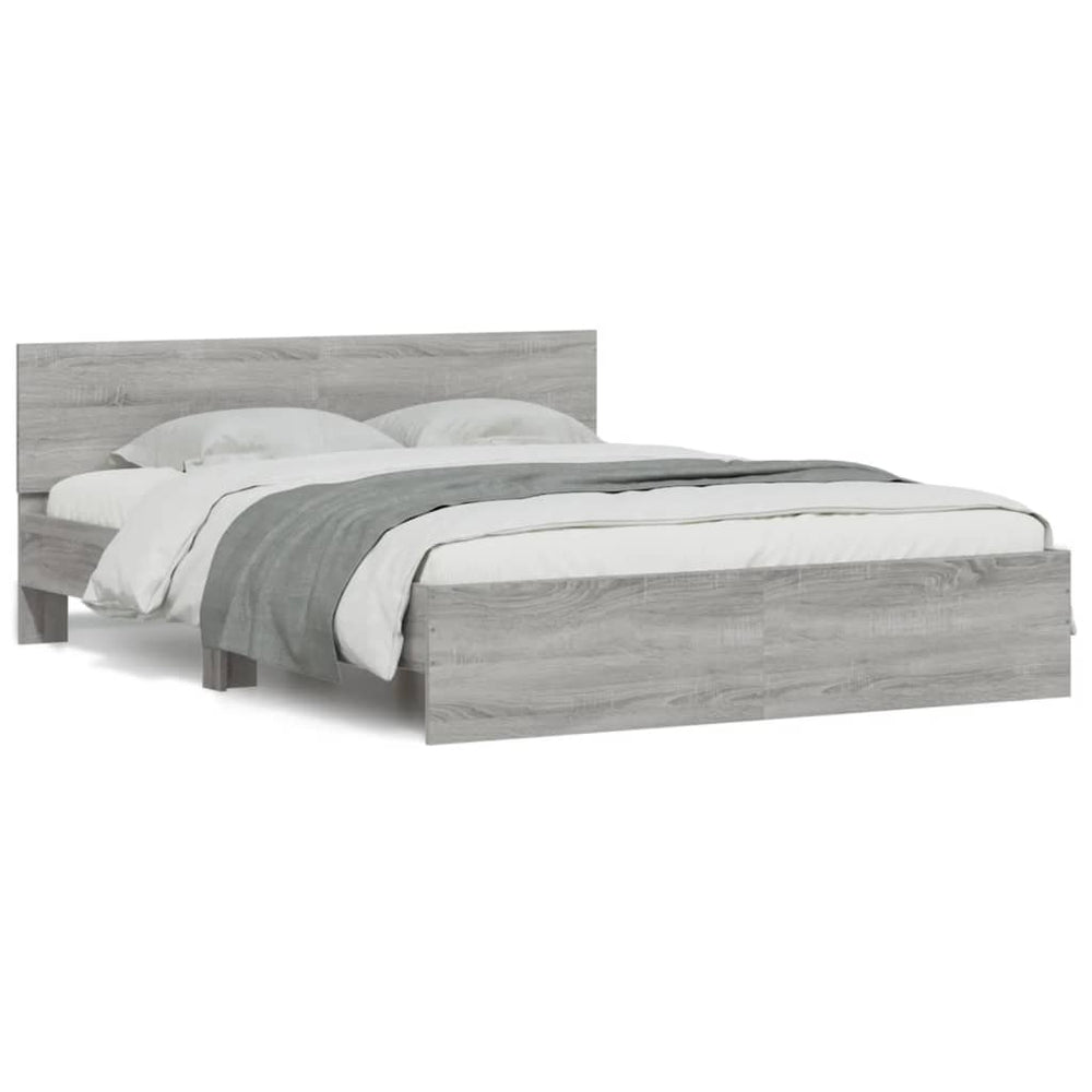 Bettgestell 140x190 cm Grau Sonoma
