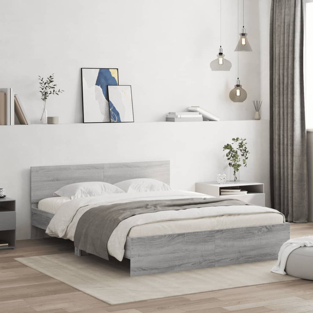 Bettgestell 140x190 cm Grau Sonoma