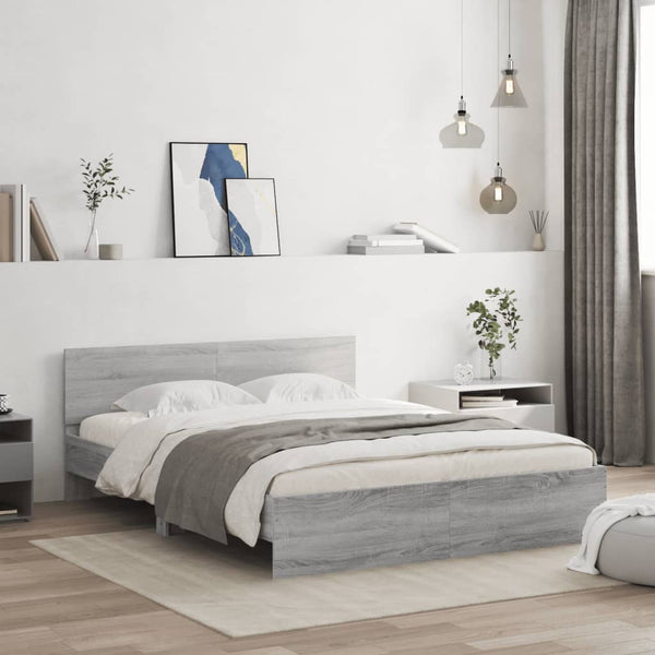 Bettgestell 140x190 cm Grau Sonoma