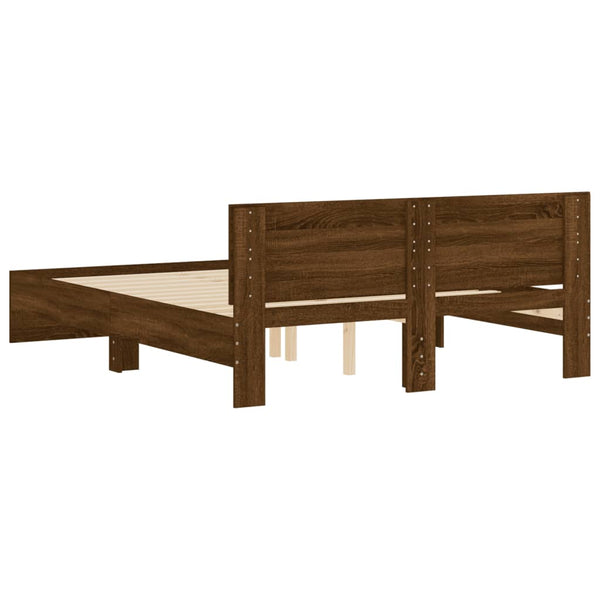 vidaXL Bed Frame with Headboard Brown Oak Look 140x190 cm