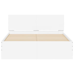 vidaXL Bed Frame with Headboard White 135x190 cm