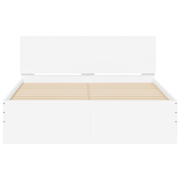 vidaXL Bed Frame with Headboard White 135x190 cm
