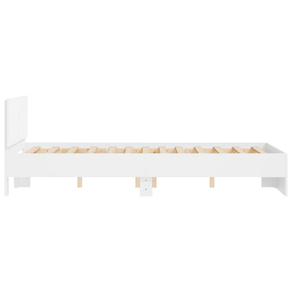 vidaXL Bed Frame with Headboard White 135x190 cm