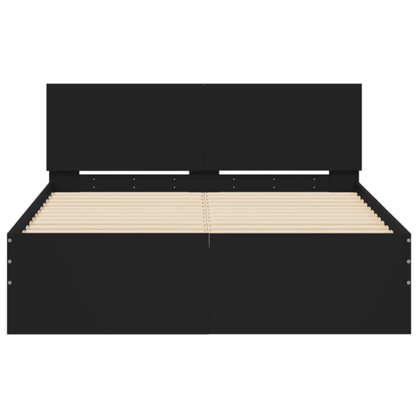 Bettgestell Schwarz 135x190 cm mit Kopfteil