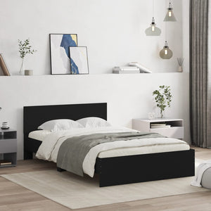 Bettgestell Schwarz 135x190 cm mit Kopfteil