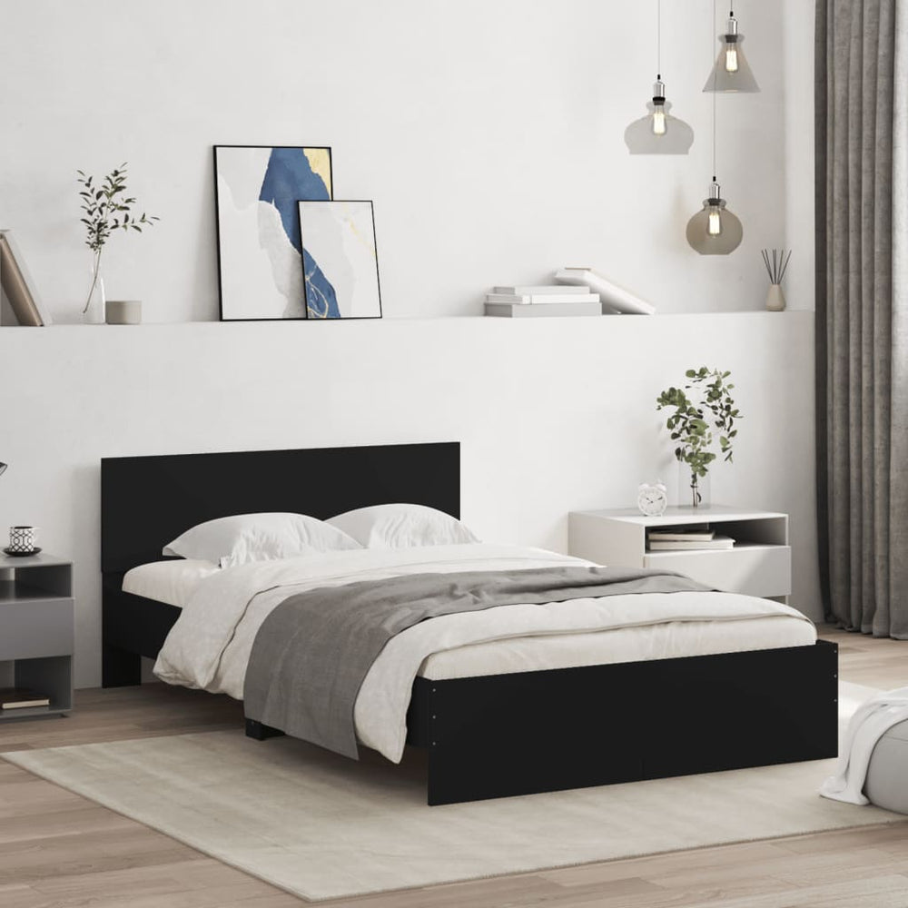 Bettgestell Schwarz 120x190 cm mit Kopfteil