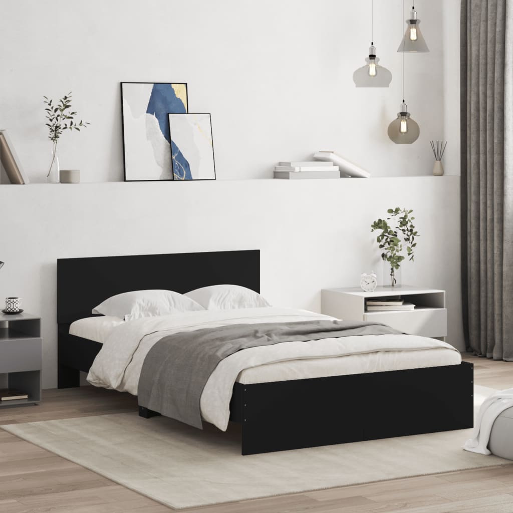 Bettgestell Schwarz 120x190 cm mit Kopfteil