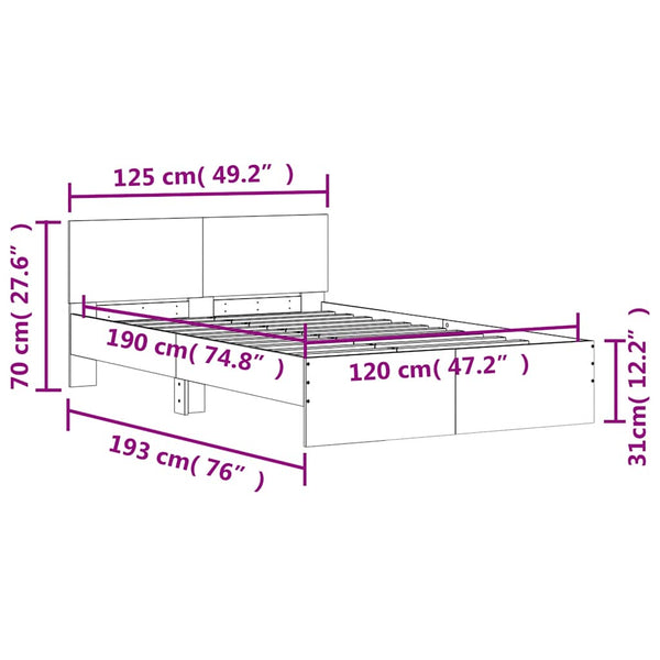 Bettgestell Sonoma-Eiche 120x190 cm