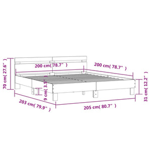 Bettgestell Weiß mit LED 200x200 cm