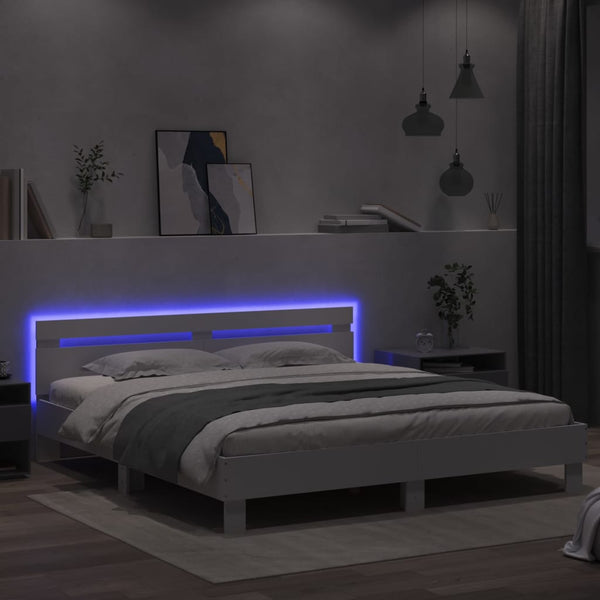 Bettgestell Weiß mit LED 200x200 cm